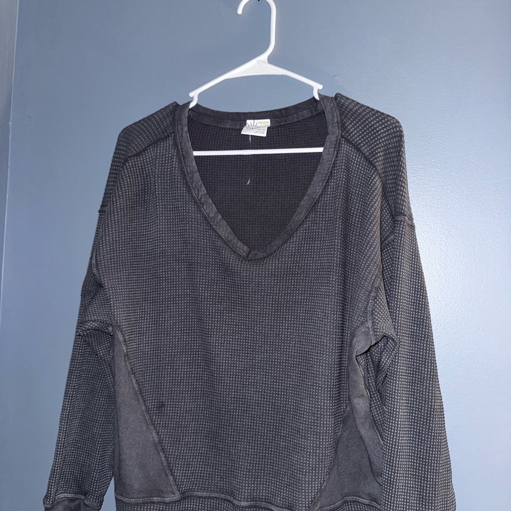 Black V-Neck or off the shoulder Waffle Knit Sweater